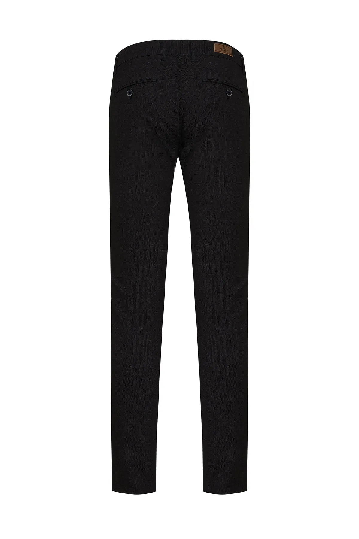 Slim Fit Black Side Pocket Low Waist Cotton Casual Pants