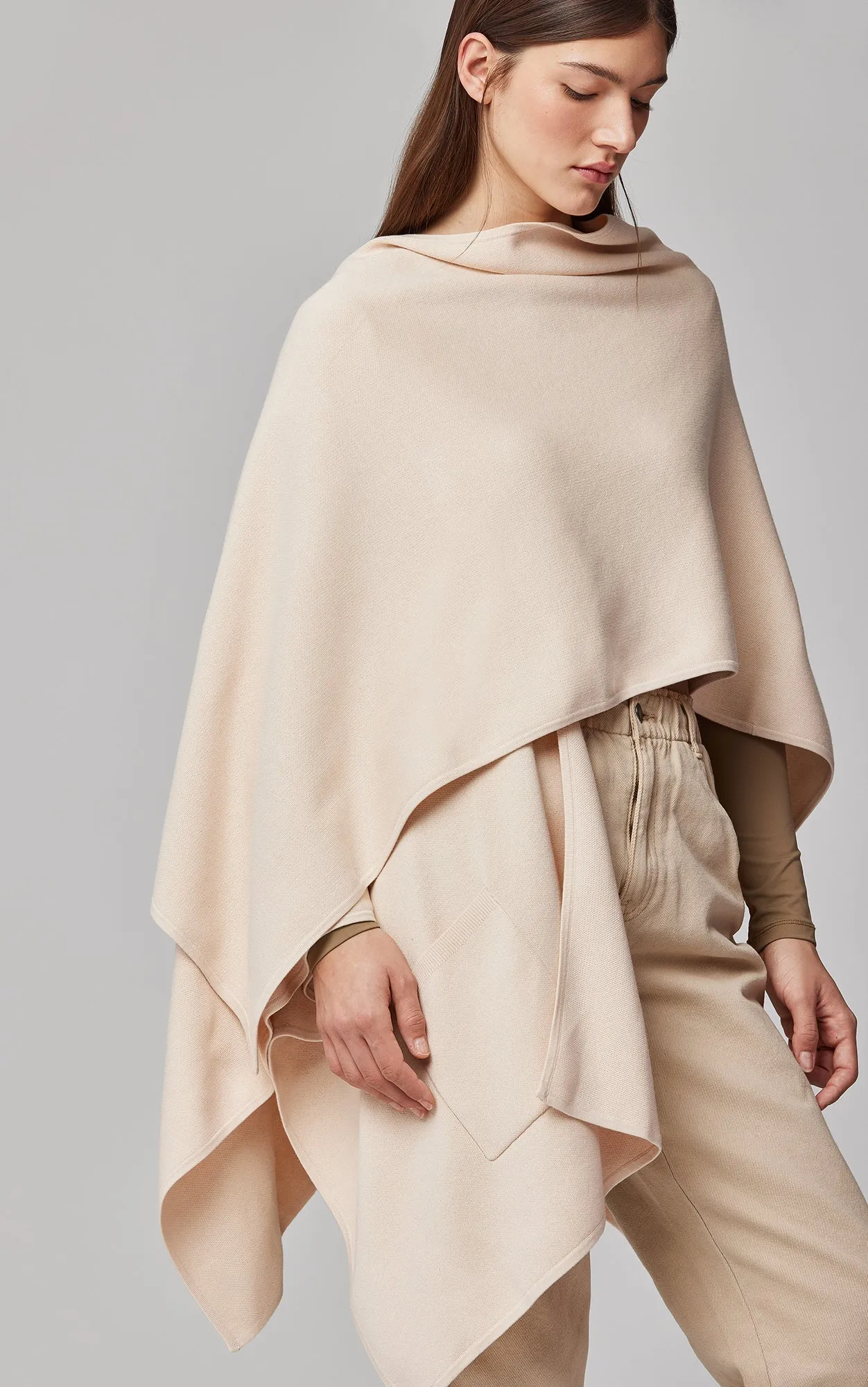 SOIA&KYO ATHENA - Asymmetric Knit Cape With Patch Pocket