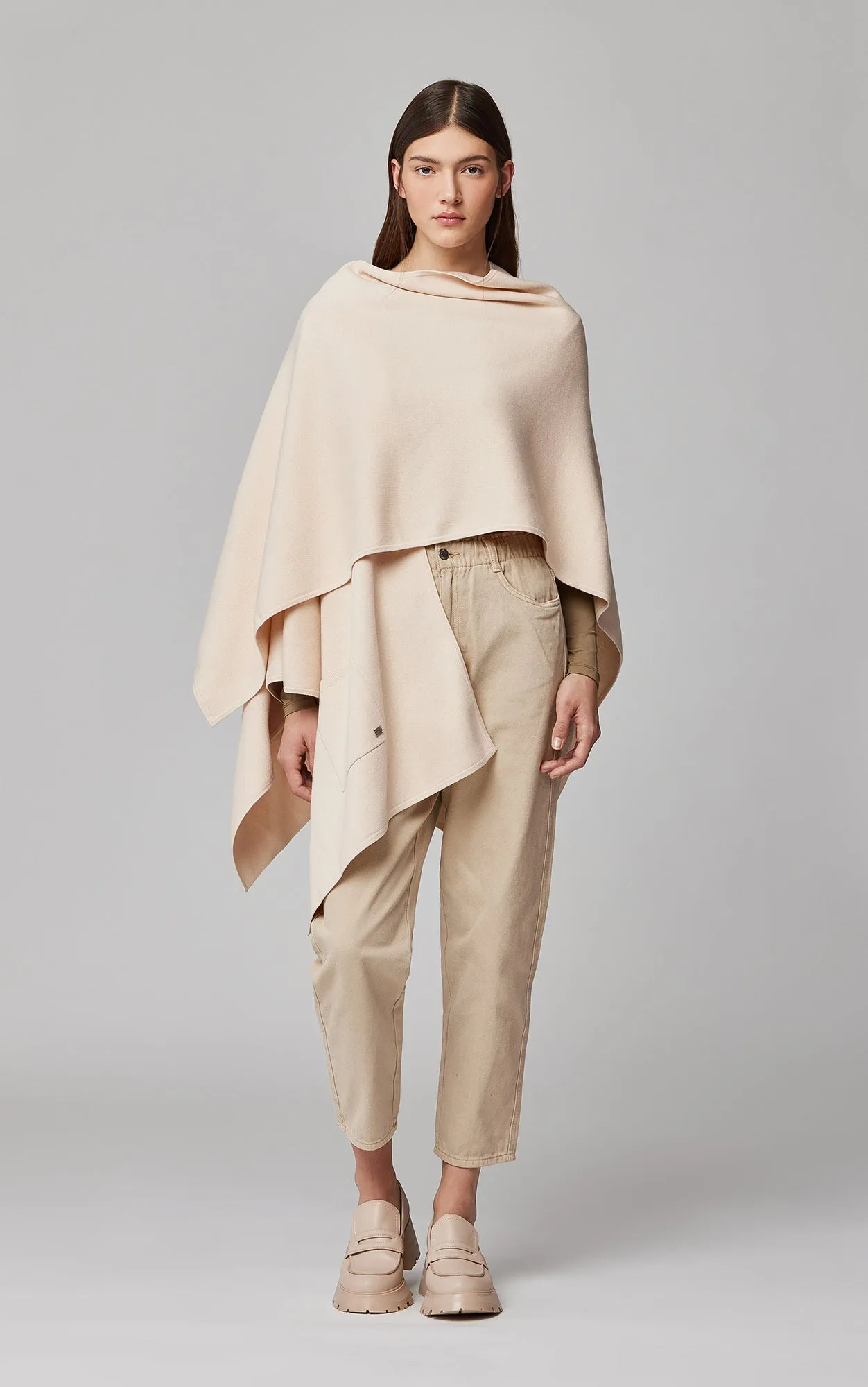 SOIA&KYO ATHENA - Asymmetric Knit Cape With Patch Pocket