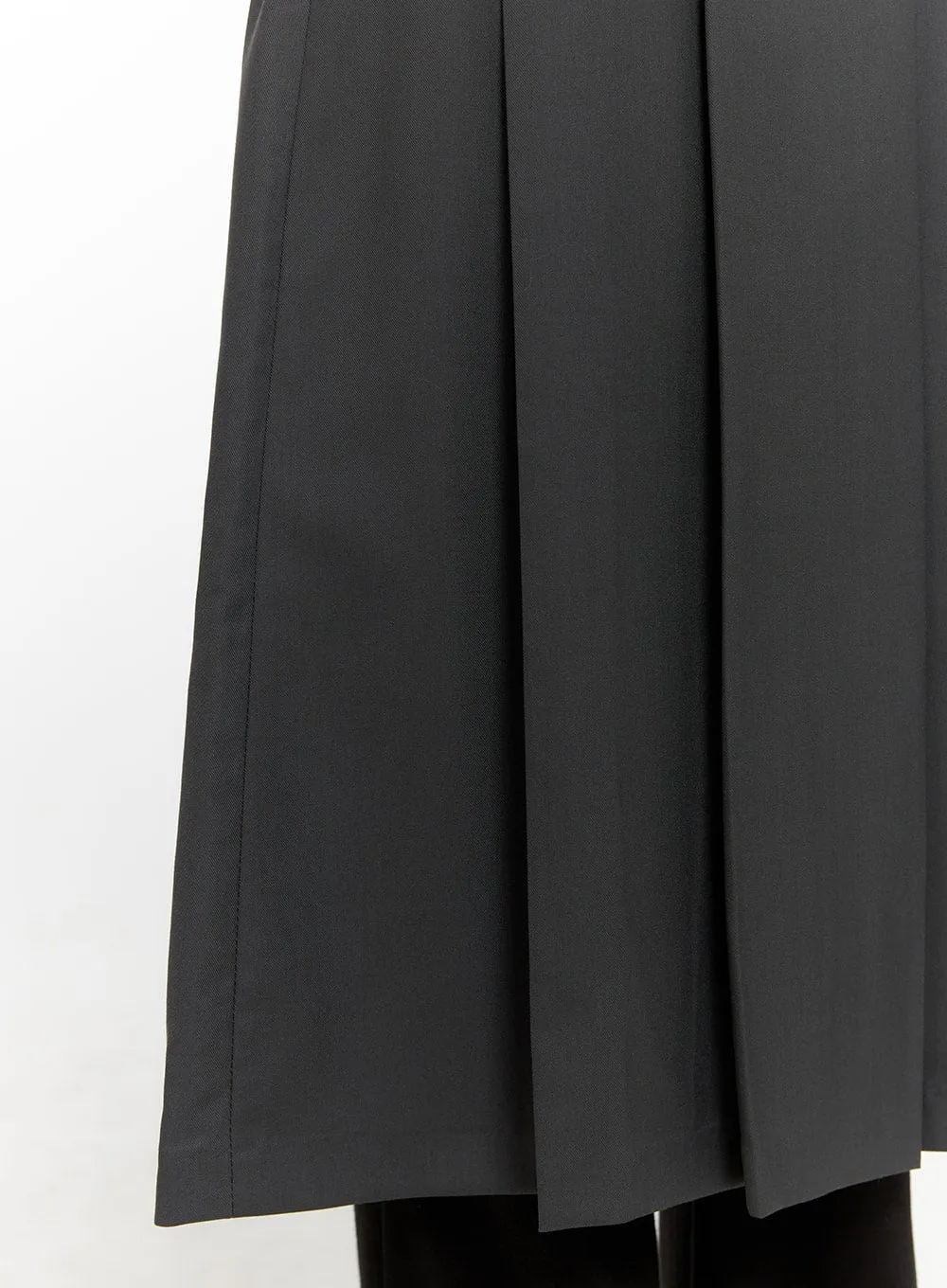 Solid Strap Pleated Midi Skirt CA418