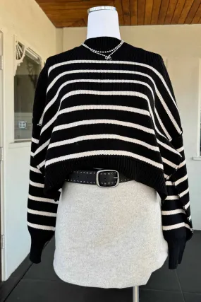 Striped Crop Sweater by For Good