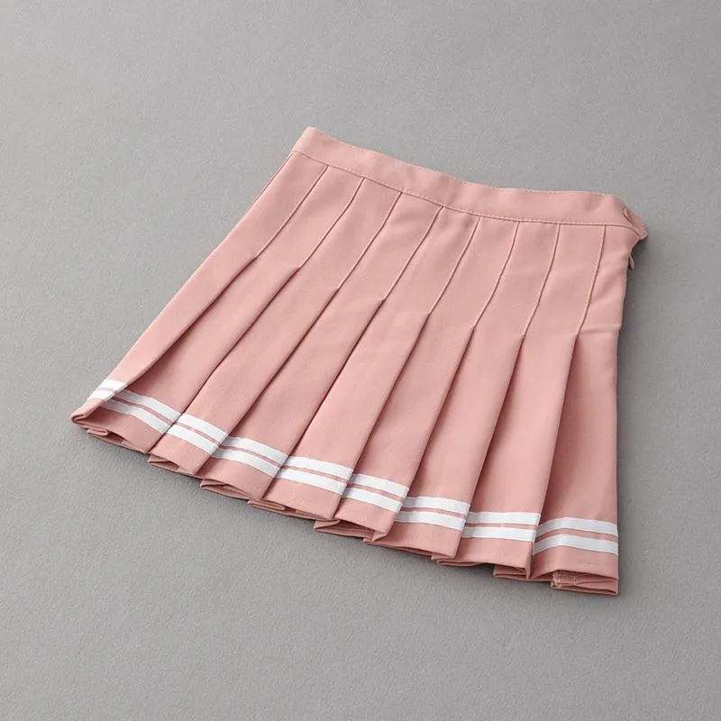 Summer Double Striped Pleated Skirt SD01971