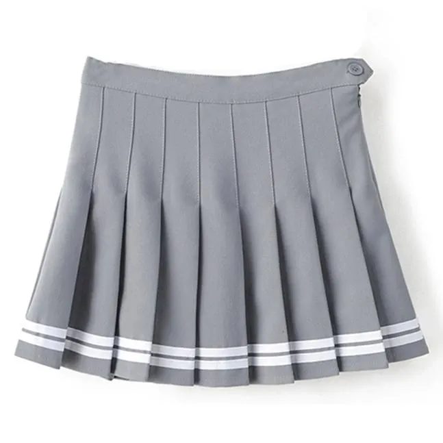 Summer Double Striped Pleated Skirt SD01971