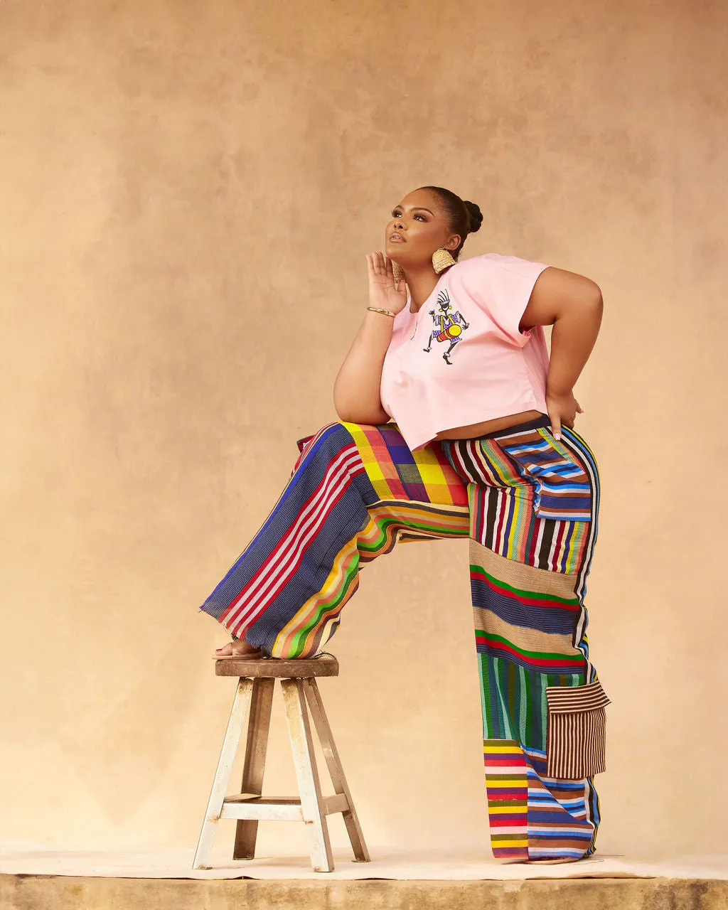 Takunsi Aso Oke Cargo Pant and Crop Top