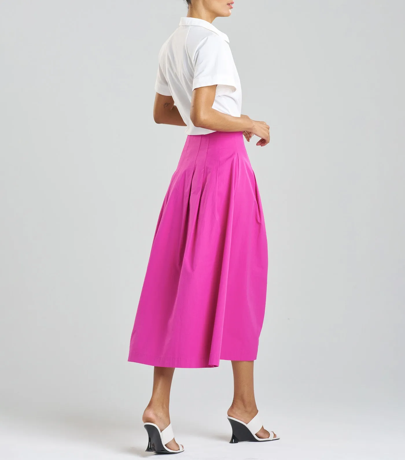 Tech Cotton Taffeta Maxi Skirt Bright Berry