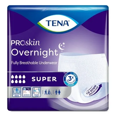 TENA ProSkin Overnight Super Incontinence Underwear, Heavy Absorbency, Unisex, Medium, 14 Count