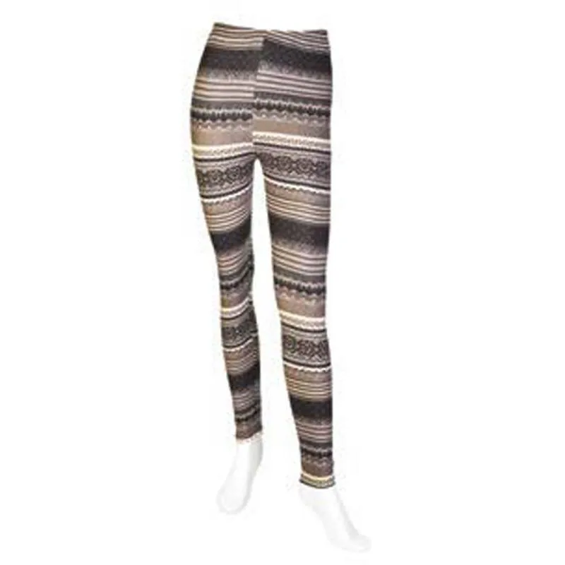 TGB Printed Brushed Leggings - Black/Brown