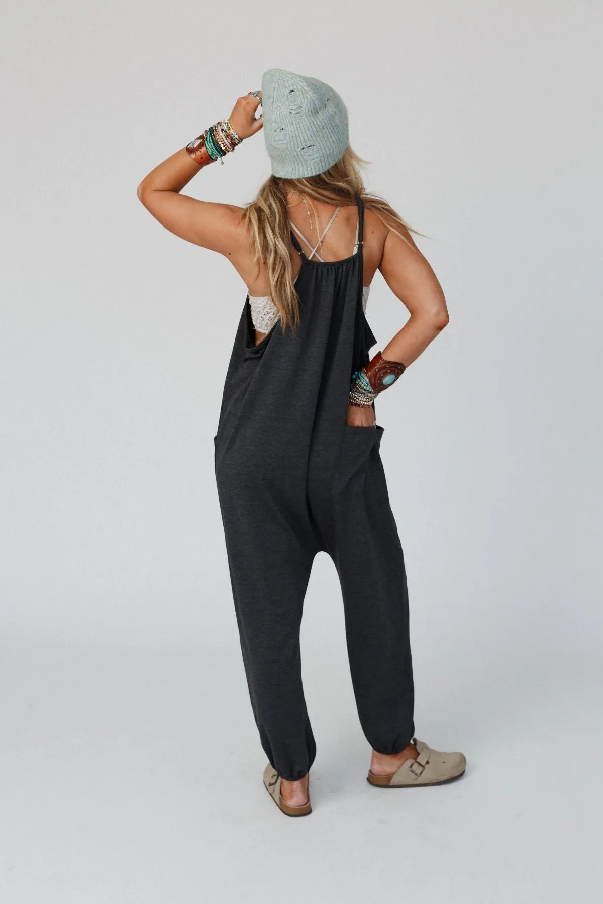 The Nest Comfort Zone Pocketed Jumpsuit - Charcoal