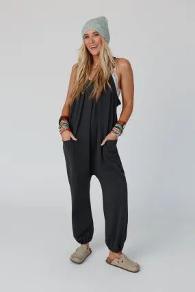 The Nest Comfort Zone Pocketed Jumpsuit - Charcoal