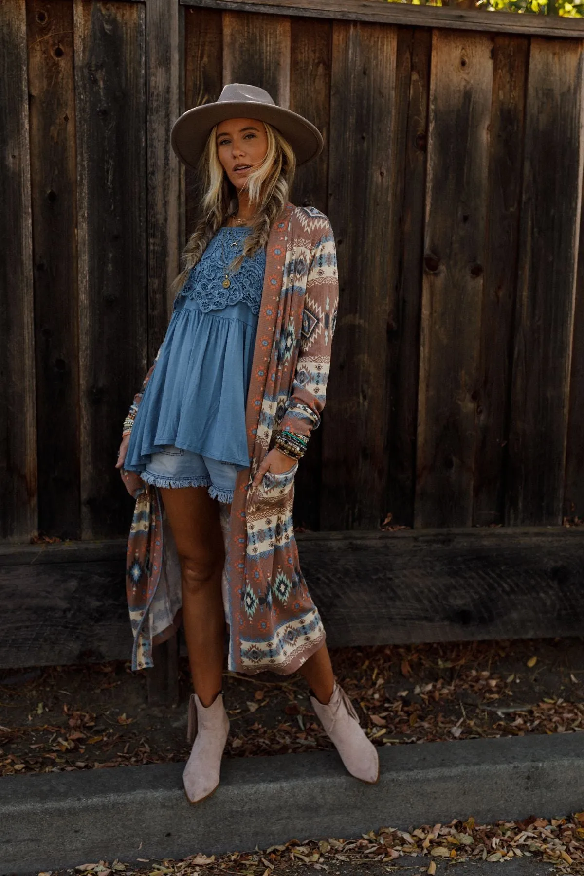 The Nest Santa Fe Rose Duster Cardigan - Multi