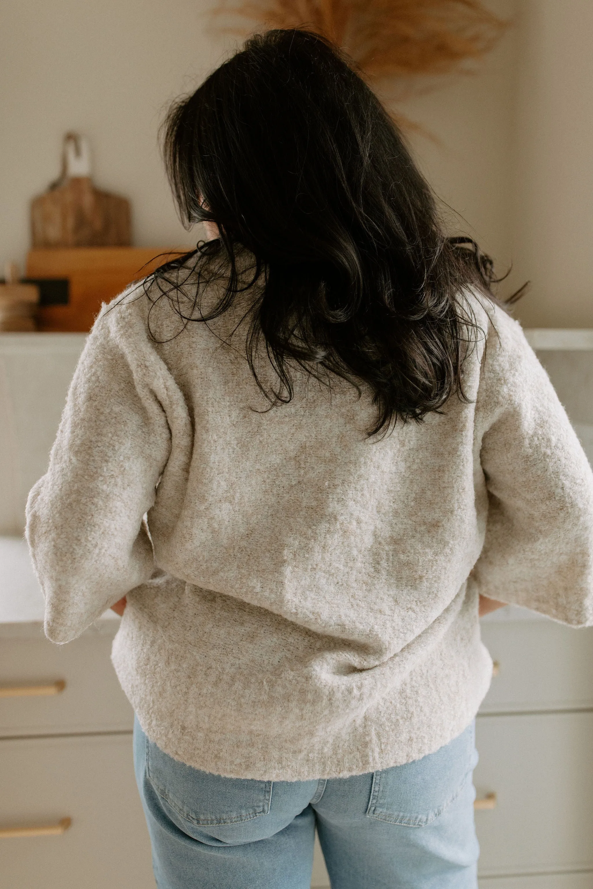 The Tori Boucle Polo Top - Oatmeal - PLUS