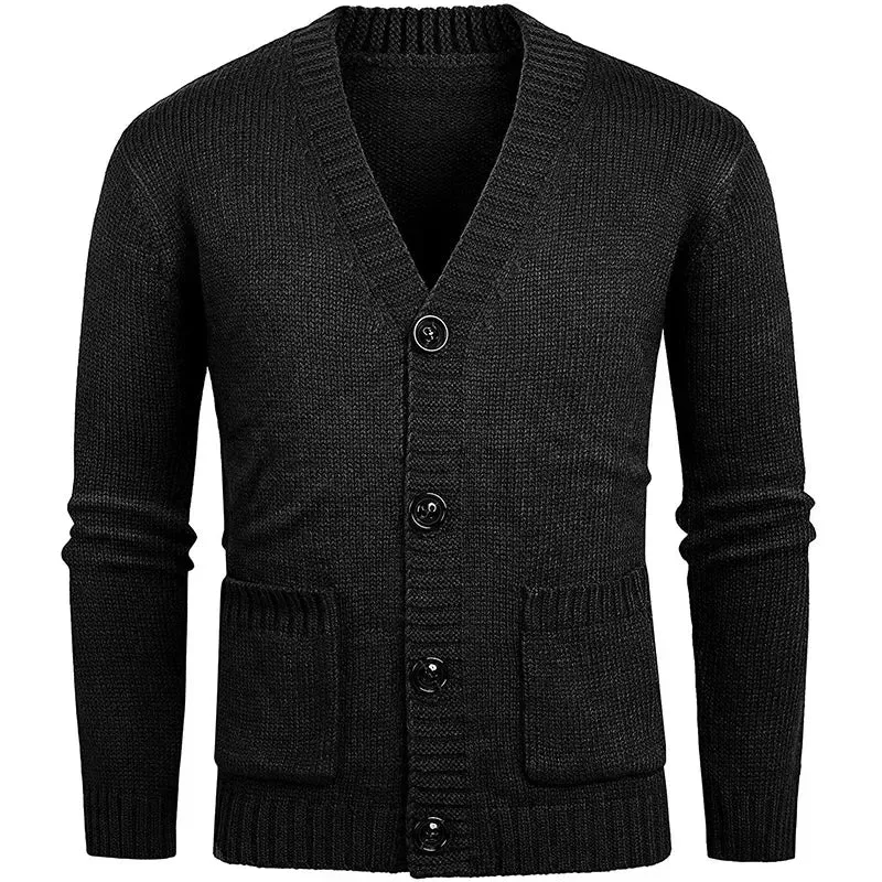 Toleet Y2K Street Style New Sweater Cardigan Mens Solid V-neck Long Sleeve Knitted Coat Men