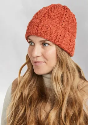 Unisex Rust Aran Hat | Autumn Leaves