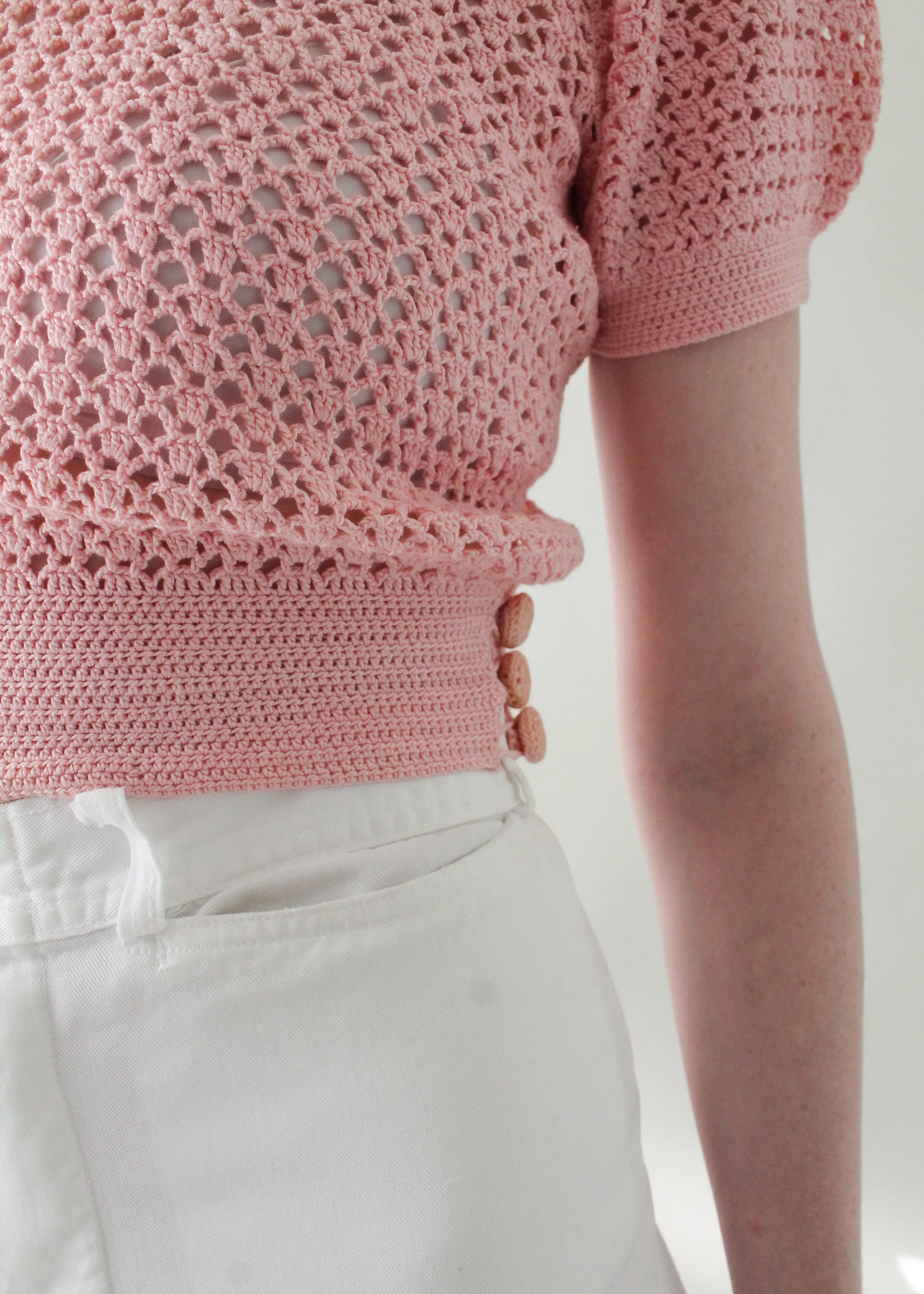 Vintage 1930s Pink Knit Sweater Top