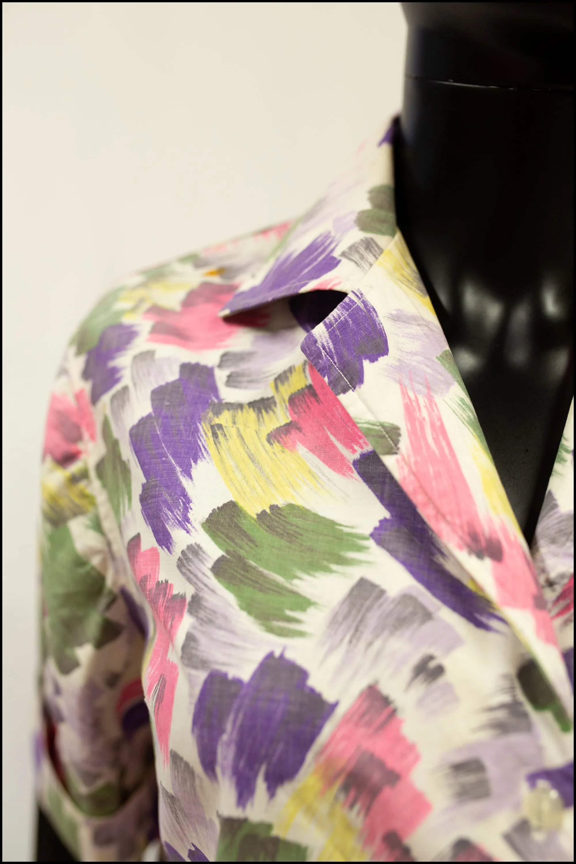 Vintage 1950s 'Pastel Brush' Print Blouse