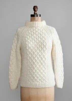 Vintage 1970s Honeycomb Wool Fisherman Sweater