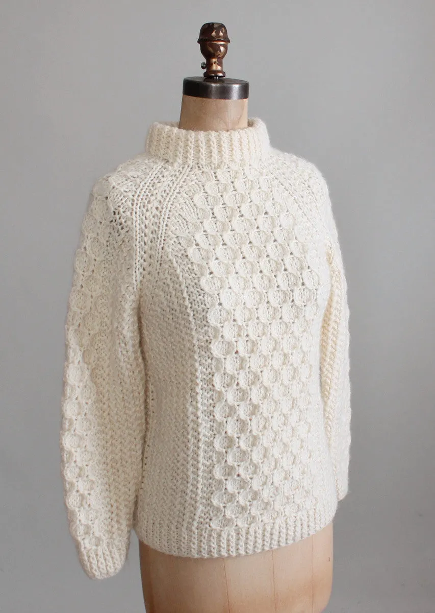 Vintage 1970s Honeycomb Wool Fisherman Sweater