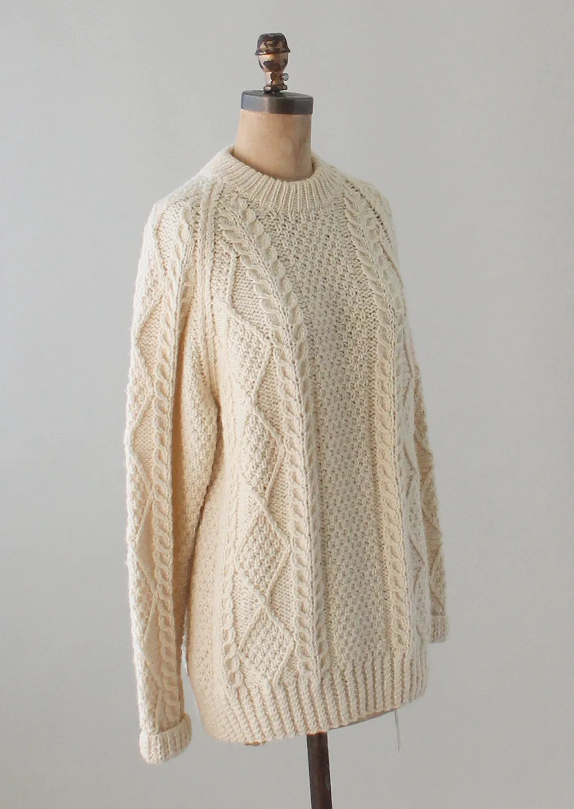 Vintage 1970s Oversized Wool Fisherman Sweater