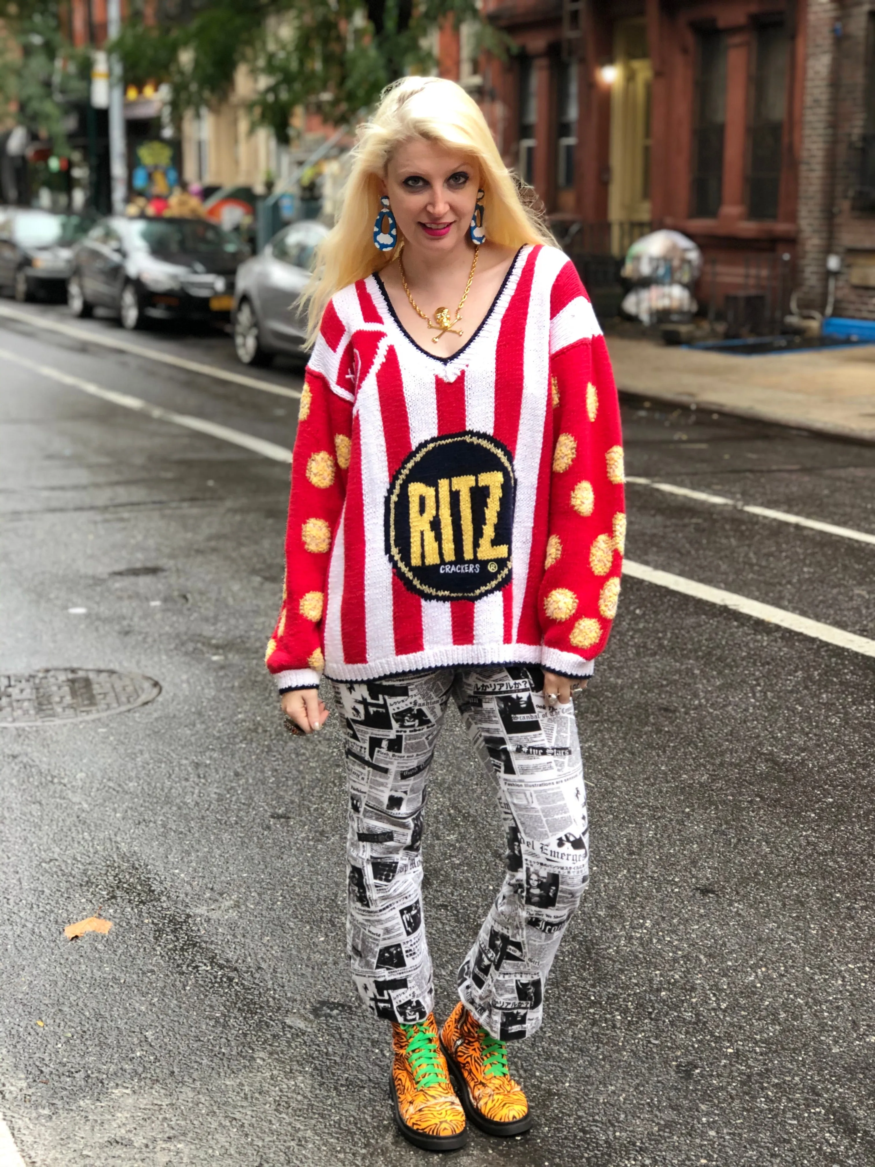 Vintage 80s Ritz Cracker Novelty Sweater