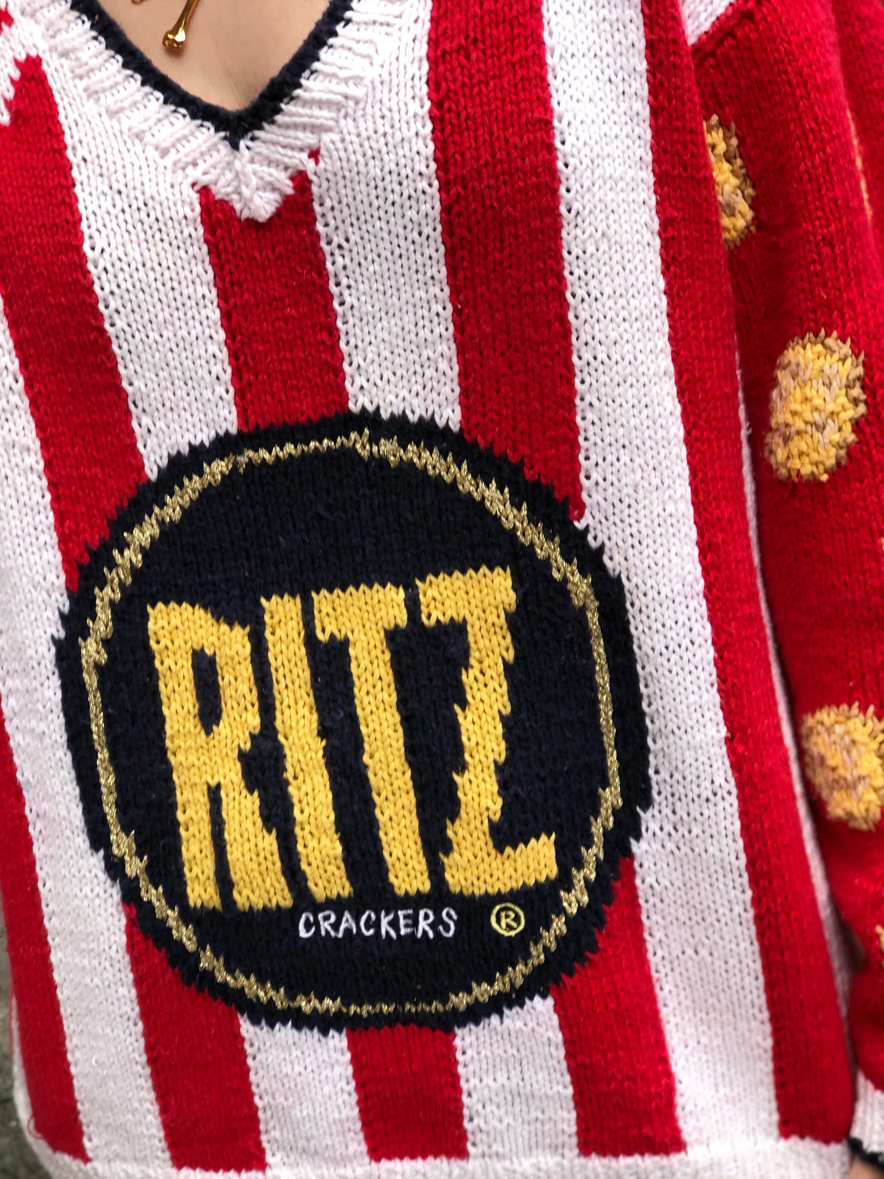 Vintage 80s Ritz Cracker Novelty Sweater