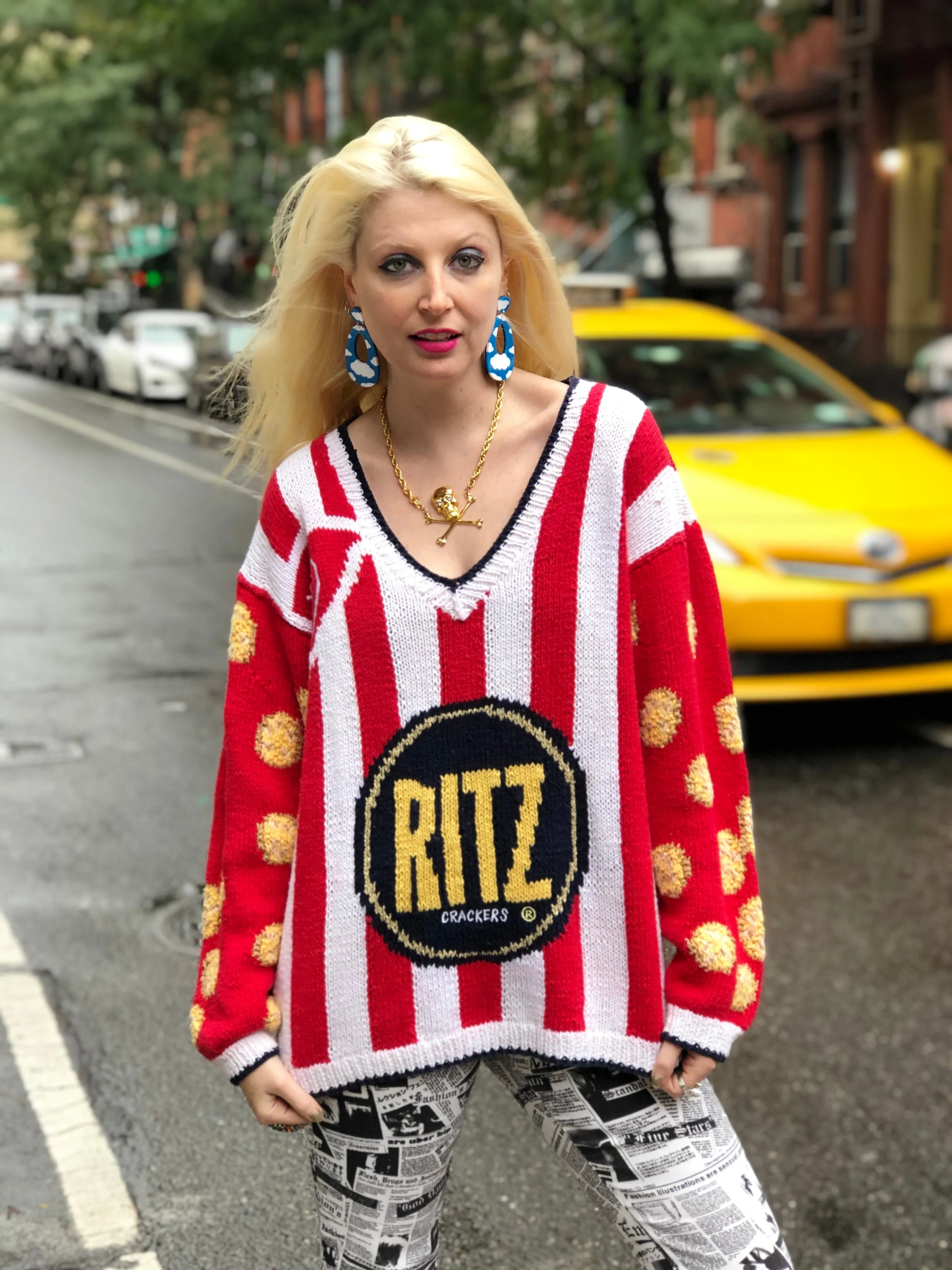 Vintage 80s Ritz Cracker Novelty Sweater