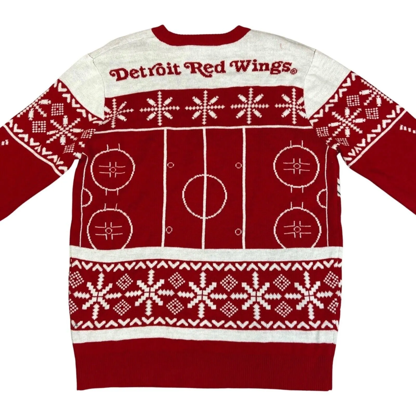 Vintage 90s 00s Red White NHL Hockey Christmas Knit Jumper M