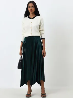 Wardrobe Green Velveteen Pleated High-Rise Skirt