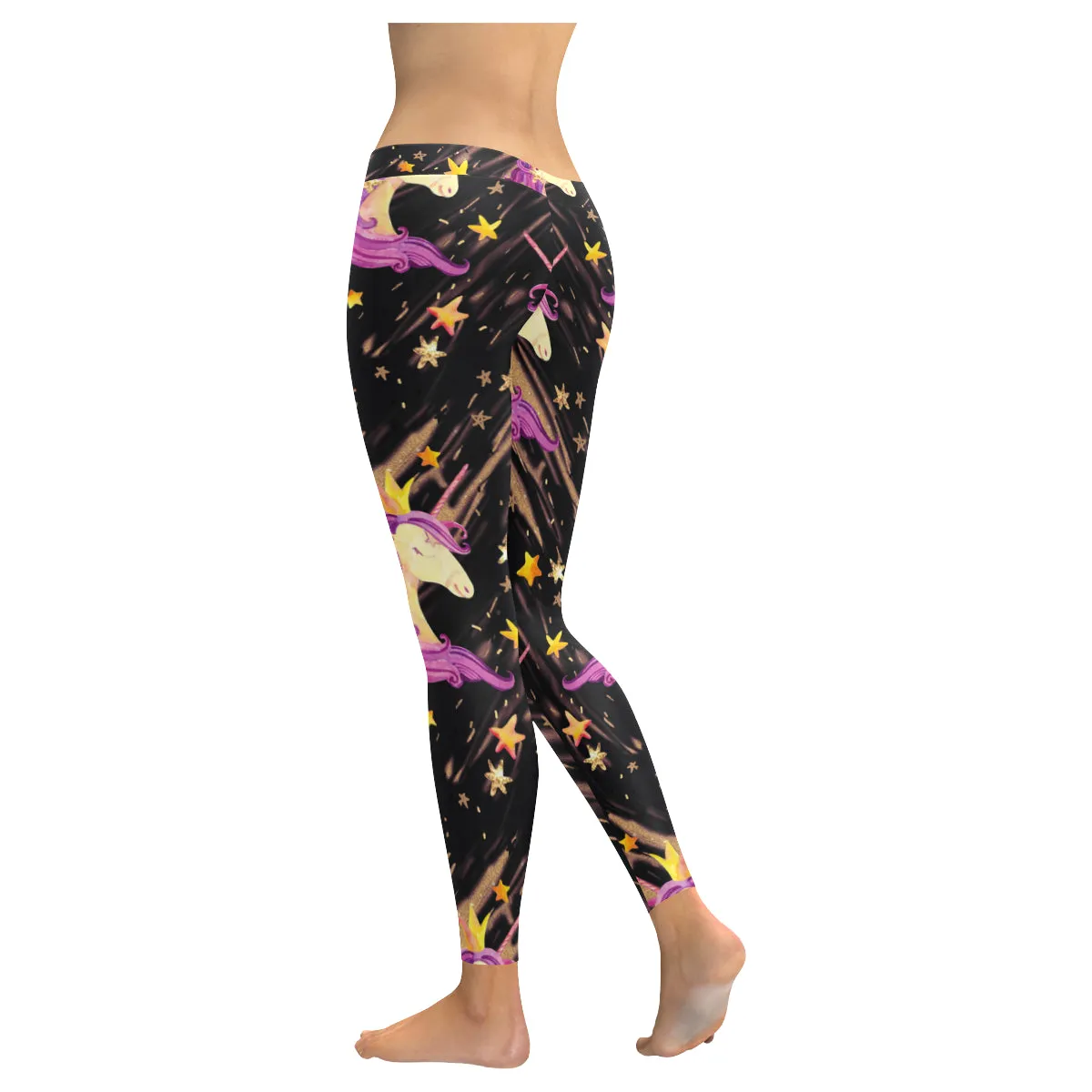 Watercolor unicorn seamless pattern Women's Low Rise Leggings (Invisible Stitch)