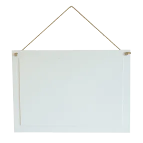 WHITE COATED WOOD RECT. HANG SIGN 12.12" X 8.58"