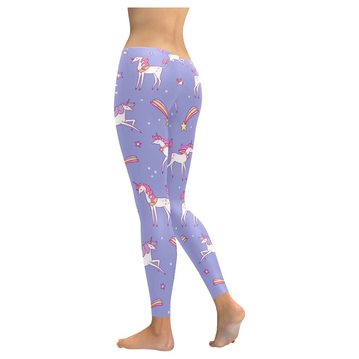 White unicorns Women's Low Rise Leggings (Invisible Stitch)