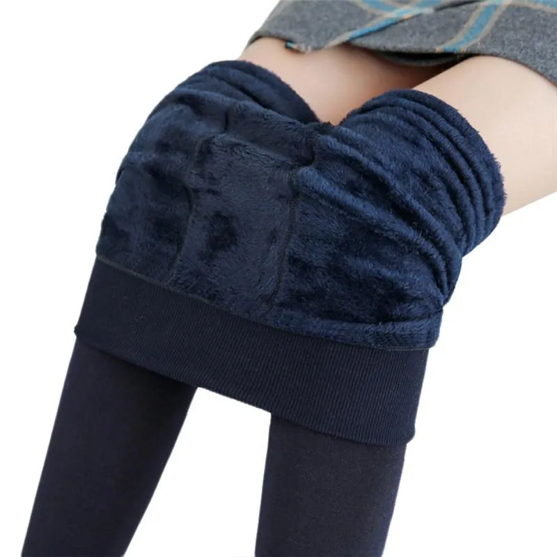 Women  Warm High Waist Thick Velvet Stretchy Leggings