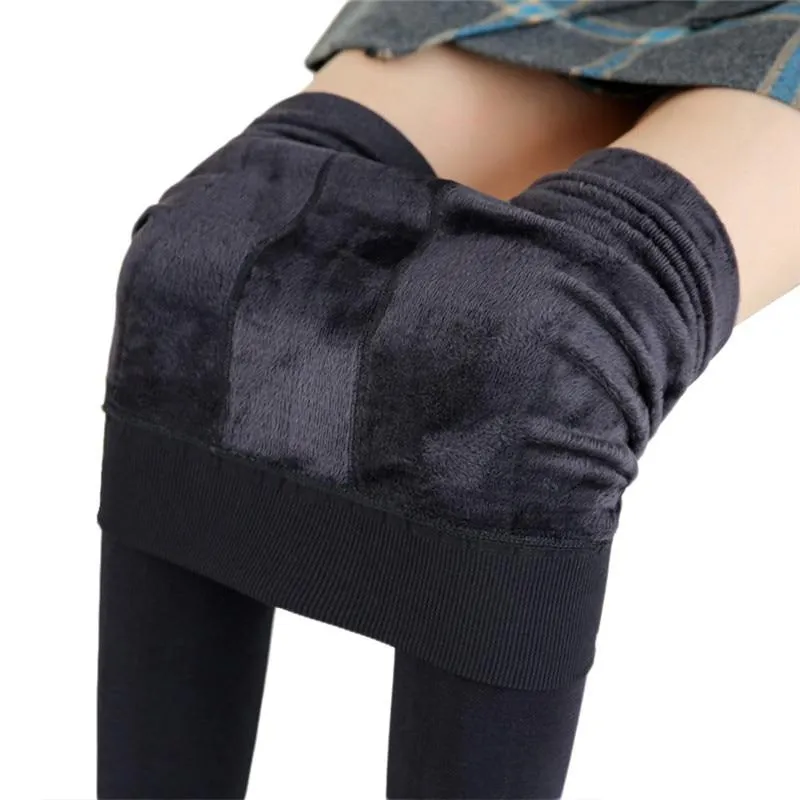 Women  Warm High Waist Thick Velvet Stretchy Leggings