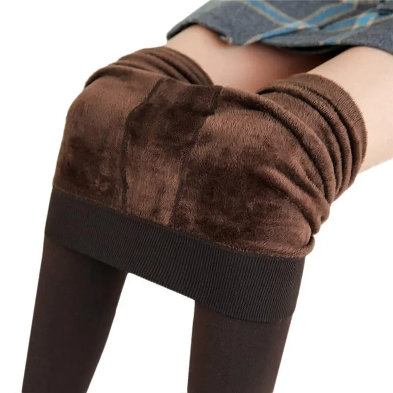 Women  Warm High Waist Thick Velvet Stretchy Leggings