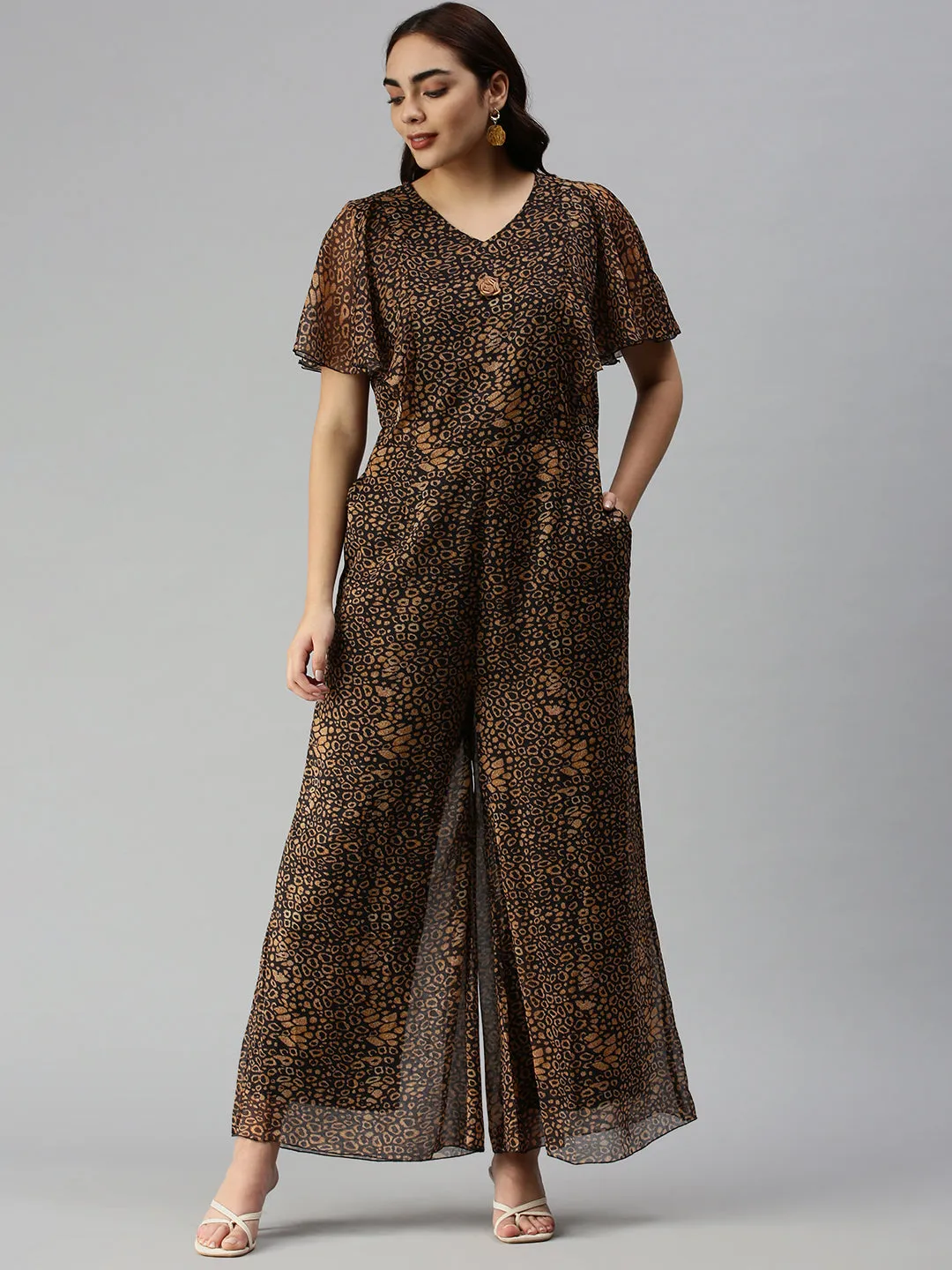 Women's Black Printed Jumpsuits