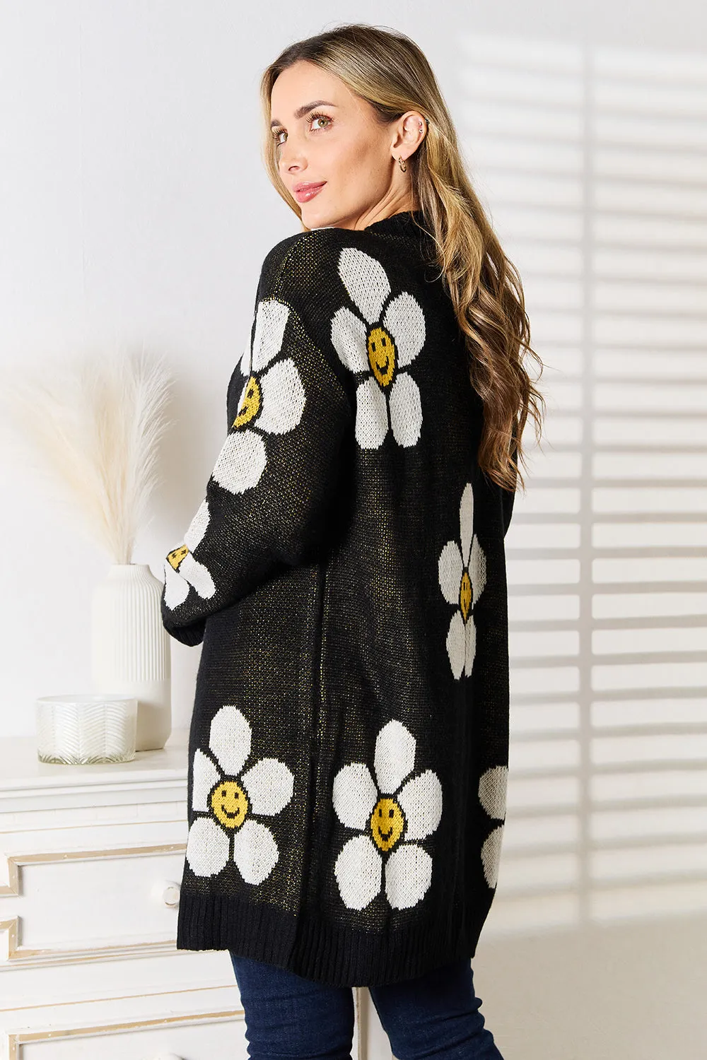 Women's Floral Button Down Sweater Coat