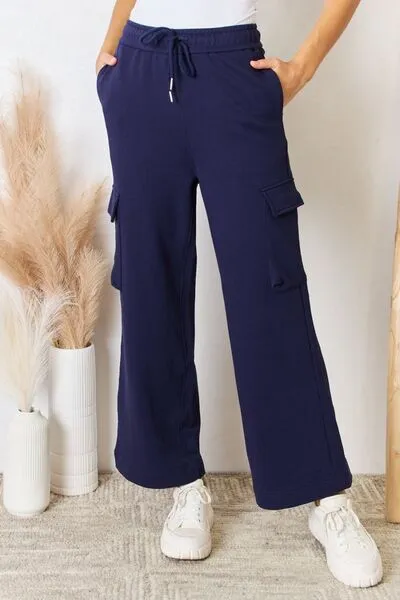 Women's RISEN Drawstring Relaxed Cargo Wide Leg Pants