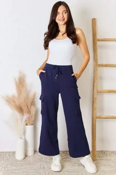 Women's RISEN Drawstring Relaxed Cargo Wide Leg Pants