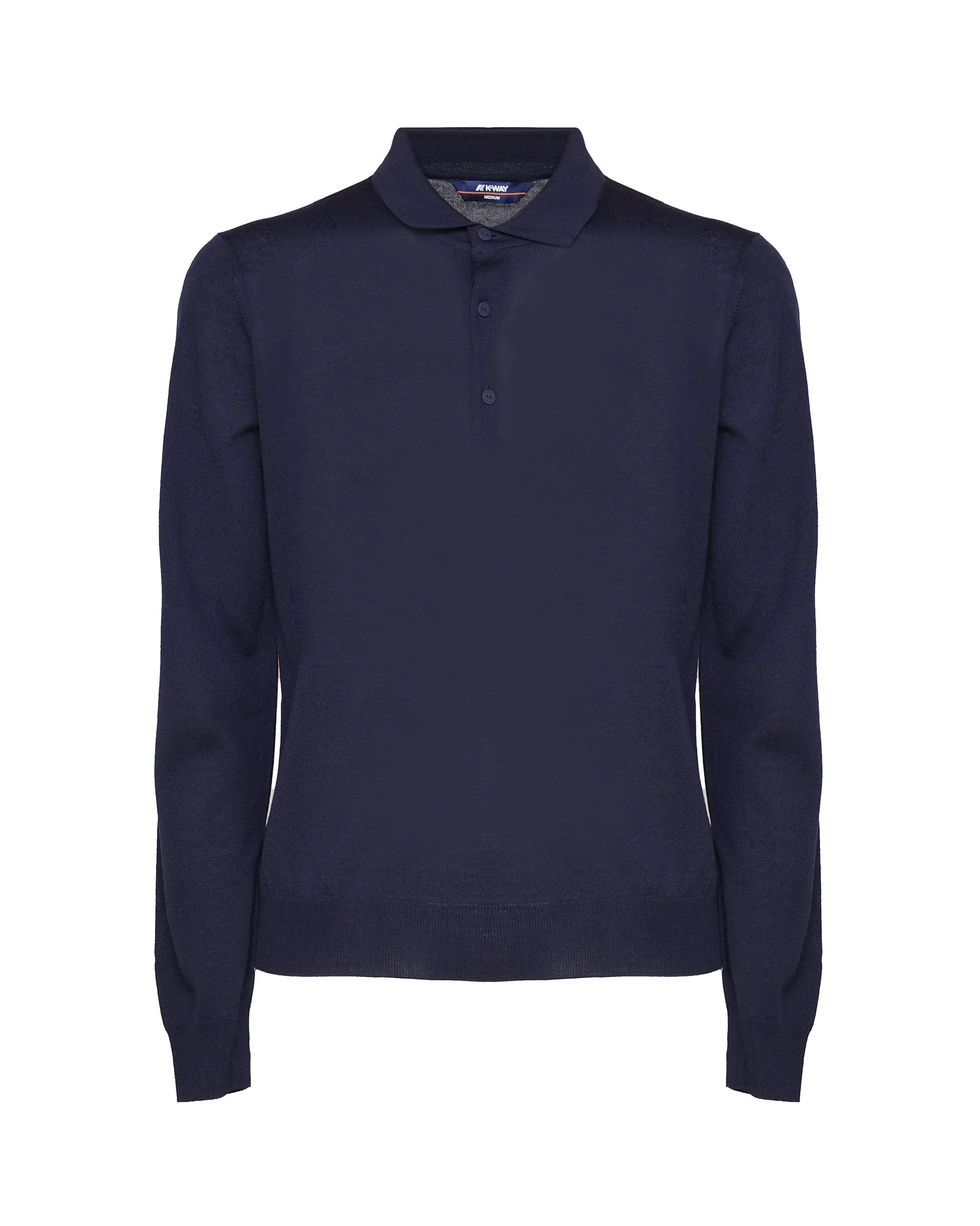 Wool Ribbed Polo Sweater in Blue